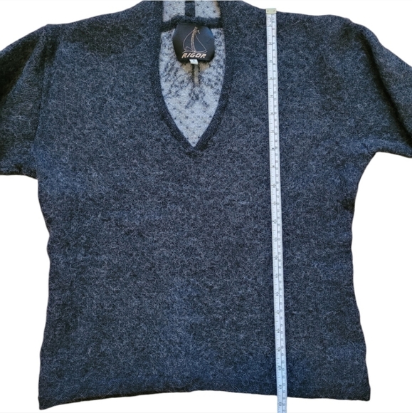RIGOR Thick Knit 100% Baby Alpaca Unique Cozy V-Neck Longsleeved Sweater, Size S - Picture 8 of 9
